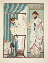 Terapia de fumigação, ilustração de «As Obras de Hipócrates», 1934