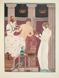 Musicoterapia, ilustração de &39;The Works of Hipócrates&39;, 1934