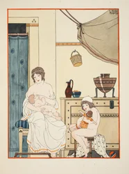 Enfermagem de bebês, ilustração de &39;The Works of Hippocrates&39;, 1934