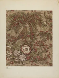 Algodão estampado Chintz, c. 1940.