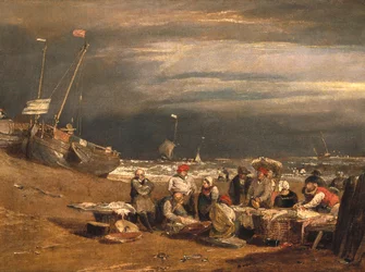 Um Fishmarket na praia, c.1802-04
