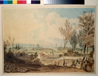 Uma vista de Oxford do lado sul de Headington Hill, 1803-04 (wc sobre grafite, com alguns arranhando)