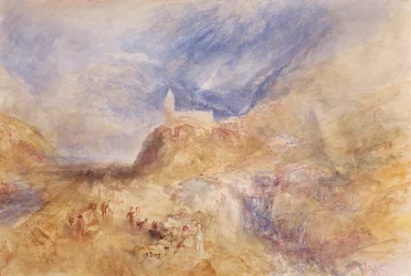 Uma aldeia nos Alpes, Sion, c.1846 (aguarela sobre papel)