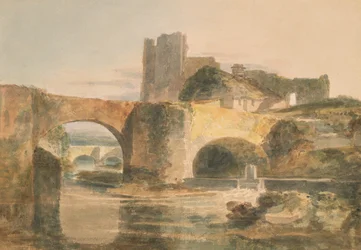 Ponte e Castelo de Brecon, c.1795 (aguarela sobre papel)
