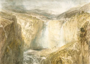 Fall Of The Tees, Yorkshire (aguarela sobre lápis em papel de tecido não branco)
