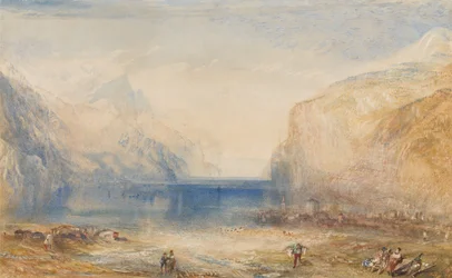 Flüelen: manhã, vista para o lago