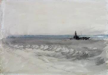 Mar Cinzento, Barco Correndo em Terra, c.1840 (aquarela sobre papel)