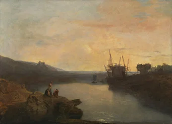 Castelo Harlech, de Tygwyn Ferry, Crepúsculo da Noite de Verão [1799, Royal Academy of Arts, Londres, catálogo da exposição]