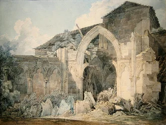 Catedral de Hereford (aquarela e caneta e tinta sobre papel)