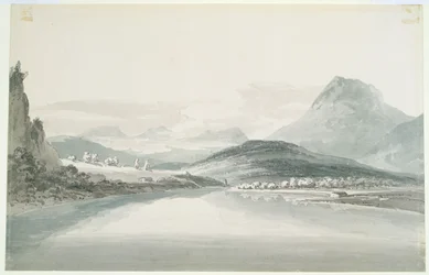 Lago de Klontal, depois de John Robert Cozens (1752-99) (lápis e aguarela sobre papel)