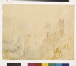 Oberwesel On The Rhine (aguarela sobre lápis sobre papel branco)