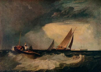 Shoeburyness Fisherman Hailing a Whitstable Hoy, também conhecido como The Pilot Boat, e The Red Cap, c1809