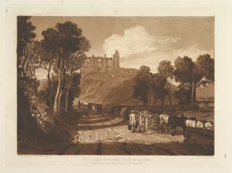St. Catharines Hill, perto de Guilford Liber Studiorum, parte VII, placa 33, junho de 1811.