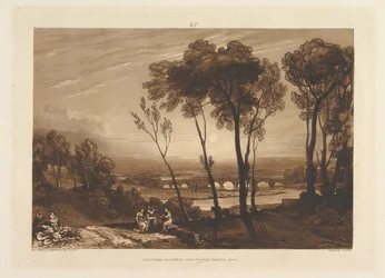 A ponte à distância média Liber Studiorum, parte III, chapa 13, 10 de junho de 1808.