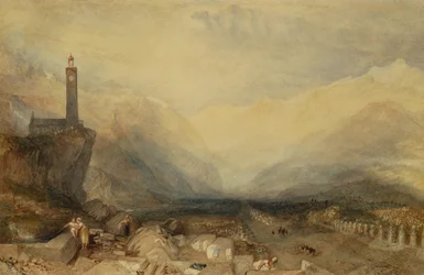 O Splugen Pass (lápis e aquarela)
