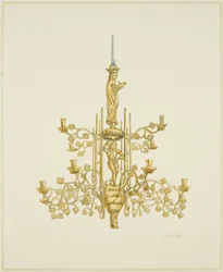 Candelabro de latão na Igreja do Templo (aguarela sobre papel)