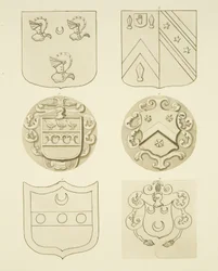 Brasões sobre lápides (aguarela sobre papel)