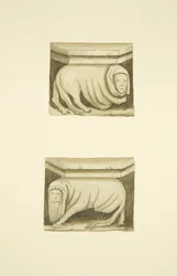Quatro treliças na varanda norte (originalmente estátuas de suporte) de St Mary Redcliffe (aguarela sobre papel)