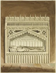 Monumento de Miles Salley, Bispo de Llandaff, perto do altar de São Marcos (aguarela sobre papel)