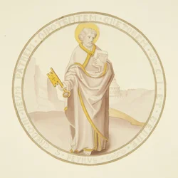 Vidro manchado na janela da capela privada do Palácio do Bispo: São Pedro (aguarela sobre papel)