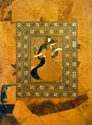 Cena Gallant, incrustação decorativa na porta da sala de música, desenho de Joseph Maria Olbrich (1867-1908), Viena, Áustria