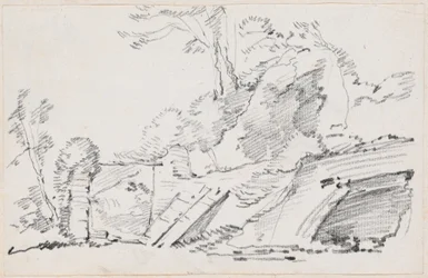 Uma muralha antiga com um portão em ruínas