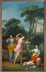 Jovens gregas que se separam Flores que dormem Pinturas de amor de Joseph Marie Vien (1716-1809) 1773 Sol. 3,35x1,94 m