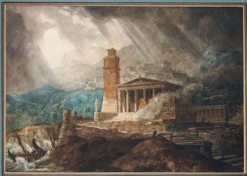 Capriccio de um porto romano durante uma tempestade