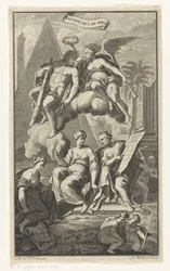 Hércules coroado por Vitória Voyage de C. le brun (título no objeto) Página de rosto para: Cornelis de Bruyn, Voyage au Levant, 1700