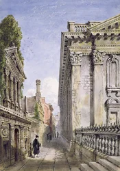 Senate House Passage, Cambridge, 1843 (wc e bodycolour com goma arábica)