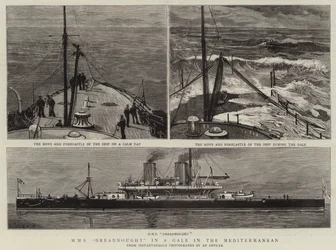 HMS Dreadnought em um vendaval no Mediterrâneo