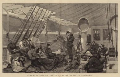 Homeward Bound, um esboço a bordo de um troopship indiano