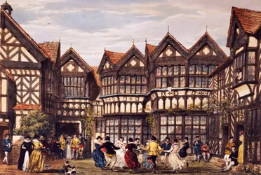 Little Moreton Hall, Cheshire, de "As mansões da Inglaterra nos tempos antigos", 1839-40