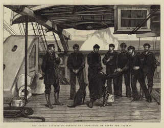 A Expedição Ártica, servindo suco de limão a bordo do alerta