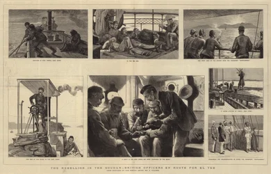 A rebelião no Sudão, oficiais britânicos a caminho de El Teb