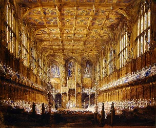 A Abertura Estatal do Parlamento (aguarela, lápis e cor de corpo)