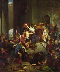 O saque de uma casa na ilha veneziana de Guidecca durante a idade média, 1855,