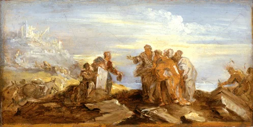 Cena da História Antiga, c.1680-90 (óleo sobre papel sobre tela)