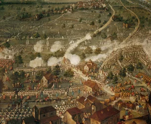 Guerra da Sucessão Espanhola: as tropas imperiais comandadas pelo príncipe Eugénio de Saboia derrotam as tropas francesas na batalha de Malplaquet ...
