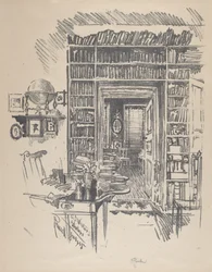 Sala de livros na casa do Dr. Wister