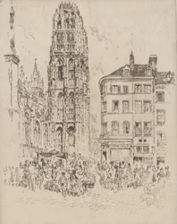 Mercado de Flores e Torre da Manteiga, Rouen, 1907.