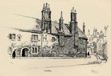 Old Charterhouse: Fachada Exterior do Tribunal Washhouse, com o Portal Interno, 1886