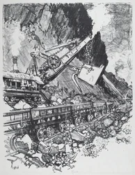 Pá a vapor no corte em Bas Obispo, 1912.