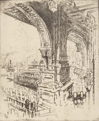 Dentro do Ferry, Cortlandt Street, Nova York, 1919.
