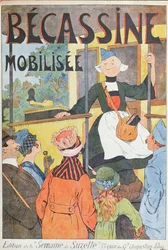 A partida de Becassine, capa de "Becassine Mobilisee", de "la Semaine de la Suzette", c.1914 (litografia a cores)