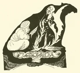 Os Djinn fazendo o início da Magia que trouxe o Humph para o Camelo (gravura)