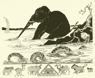 O Filhote do Elefante com o nariz puxado pelo Crocodilo (gravura)