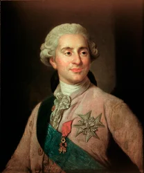 Retrato do Rei da França Luís XVI (1754-1793) usando a insígnia da Ordem do Velo de Ouro Pintura de Joseph Siffred Duplessis (1725-1802) (Joseph-Siffred, Joseph Siffrede, Joseph-Siffrede, Joseph Siffrein, Joseph-Siffrein) Século XVIII M