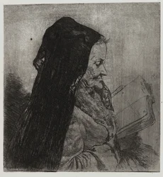Old Woman Reading, impresso por Sigmund Abeles e Edmond Casarella