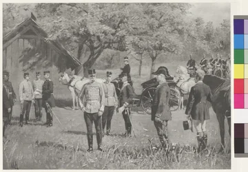 O Imperador Franz Joseph I e o Imperador Wilhelm II na Rendezvousplatz (Praça do Encontro) em Totis